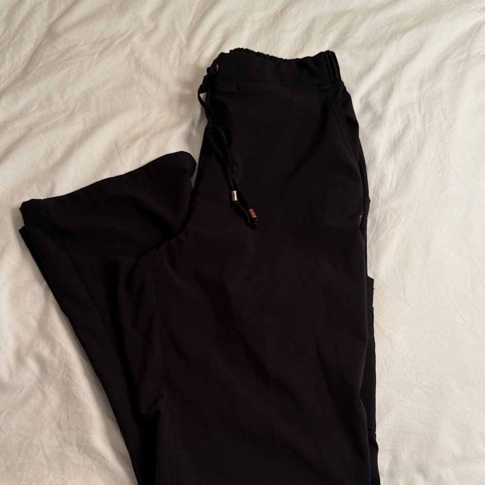 Easy Stretch Black Drawstring Straight leg Scrub Pants